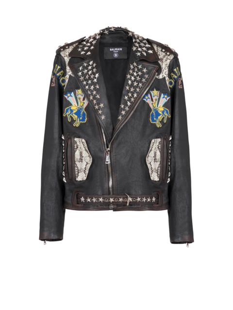 Balmain Western leather biker jacket