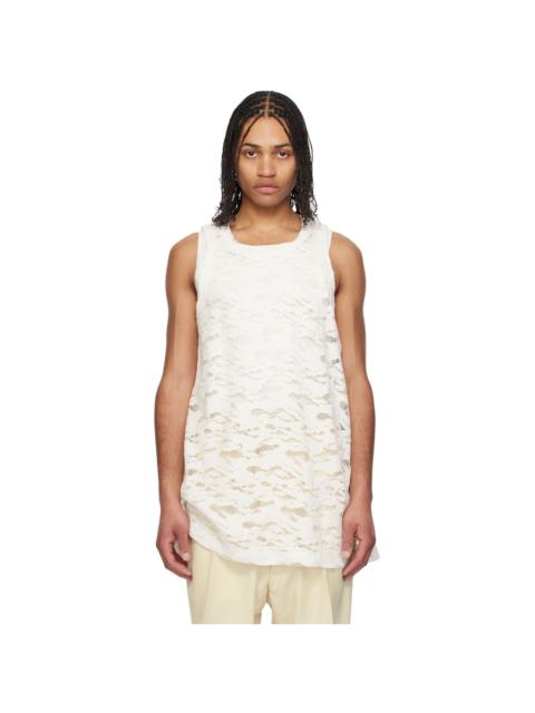 Comme des Garçons Homme Plus White Raschel Lace Tank Top