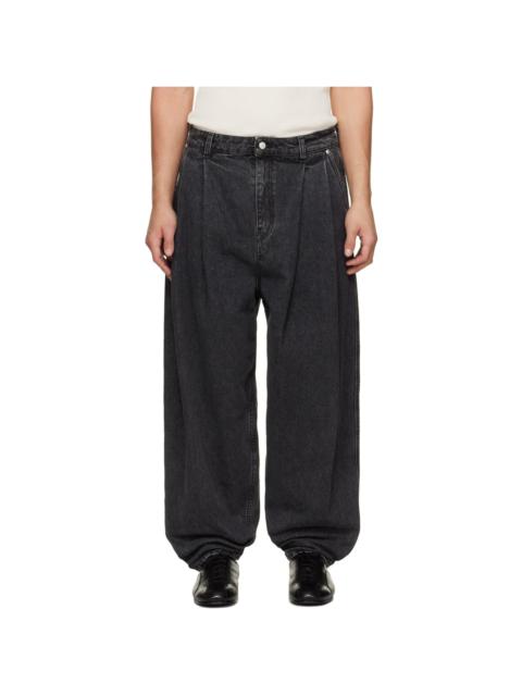 HED MAYNER Gray Pleated Denim Jeans