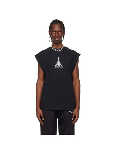 VETEMENTS Black Crystal 'Paris' Sleeveless Top