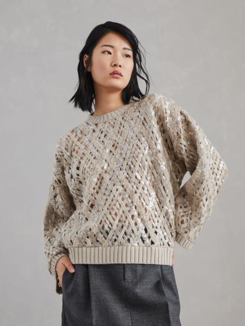 Dazzling Mesh Embroidery sweater in cashmere, mohair and alpaca