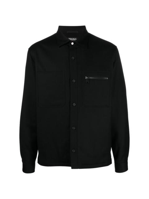 button-up wool shirt jacket