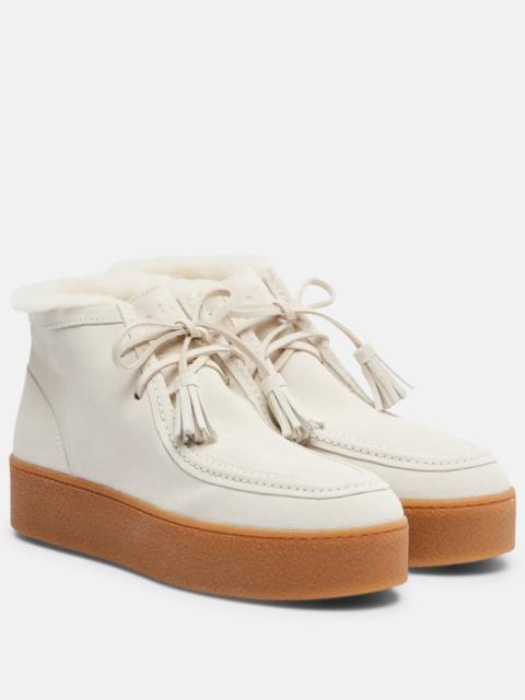 HOGAN Shearling-trimmed suede ankle boots