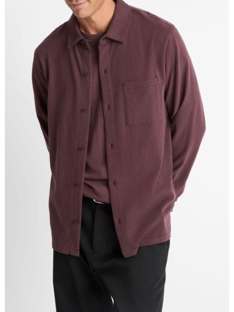 Vince Sueded Cotton Jersey Button-Front Shirt