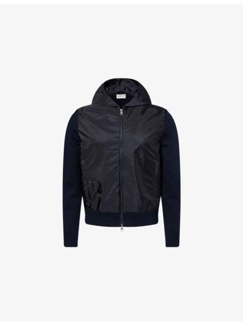 Moncler Hooded Contrast Knitted and Shell Jacket