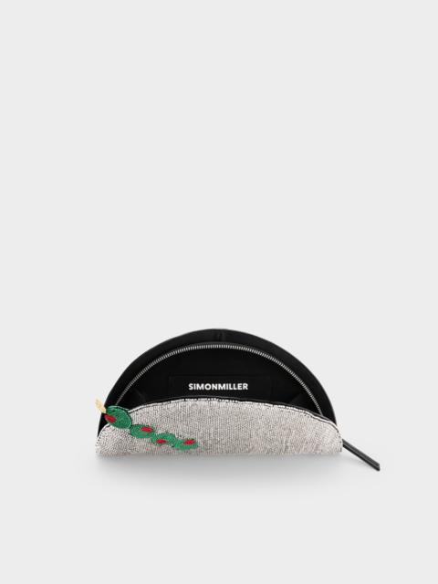 SIMONMILLER Beaded Martini Clutch In Silver/Olive Motif