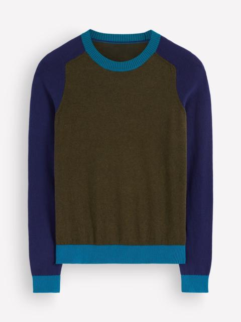 BODEN Meg Raglan Sleeve Sweater-Forest Glade, Colour Block