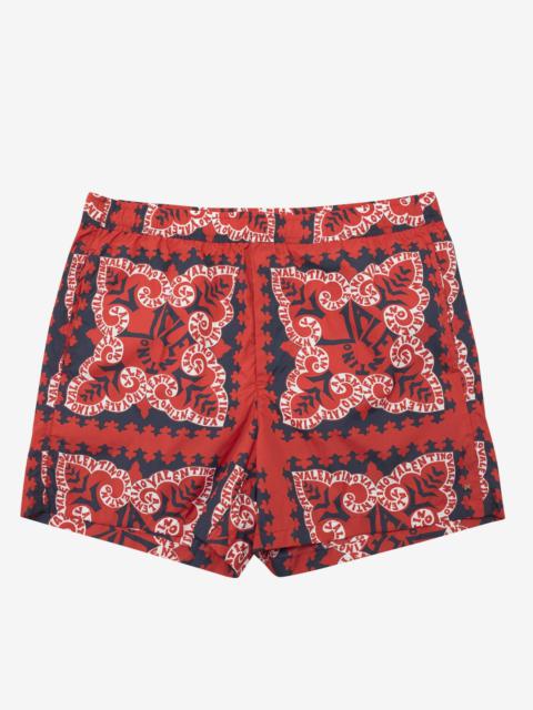 Valentino Red Mini Bandana Print Swim Shorts