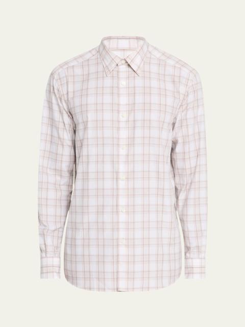 ZEGNA Men's Centoquaranta Twill Plaid Sport Shirt