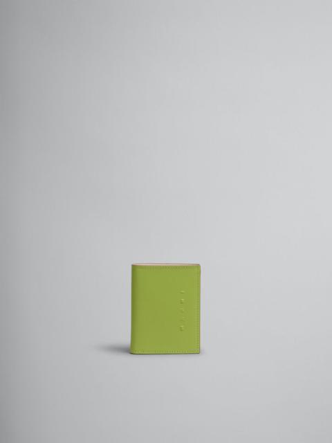 Marni GREEN LEATHER BIFOLD WALLET WITH RAISED MARNI LOGO
