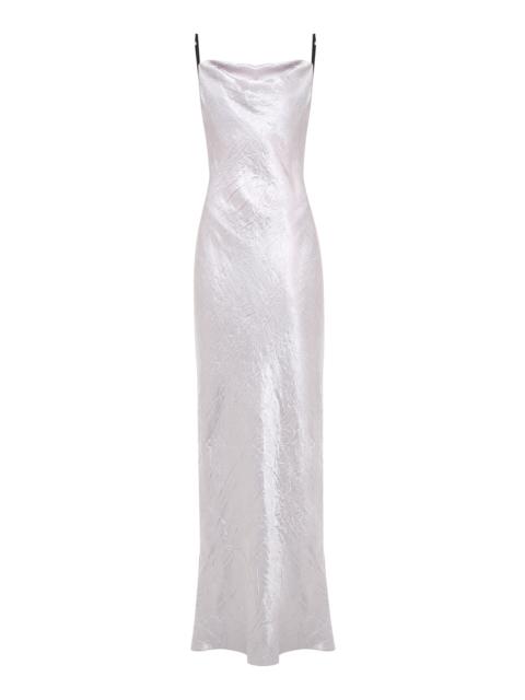 ANNA OCTOBER Lucie Crinkled Satin Maxi Dress silver