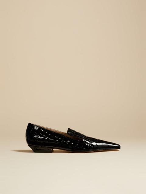 KHAITE The Marfa Loafer in Black Croc-Embossed Leather
