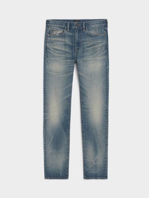 TODD SNYDER High-Rise Slim Fit Jean in Worn Dark Indigo