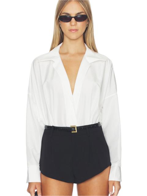 NORMA KAMALI Super Oversized Boyfriend Shirt Bodysuit