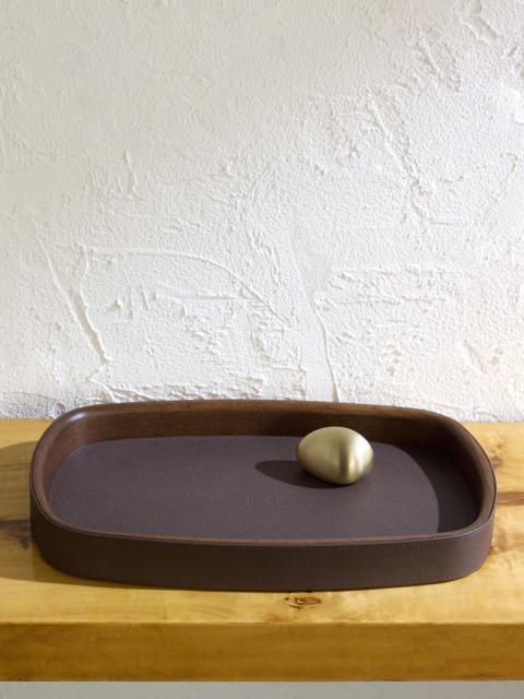 ASSOULINE Pebble Leather-Trimmed Wood Tray