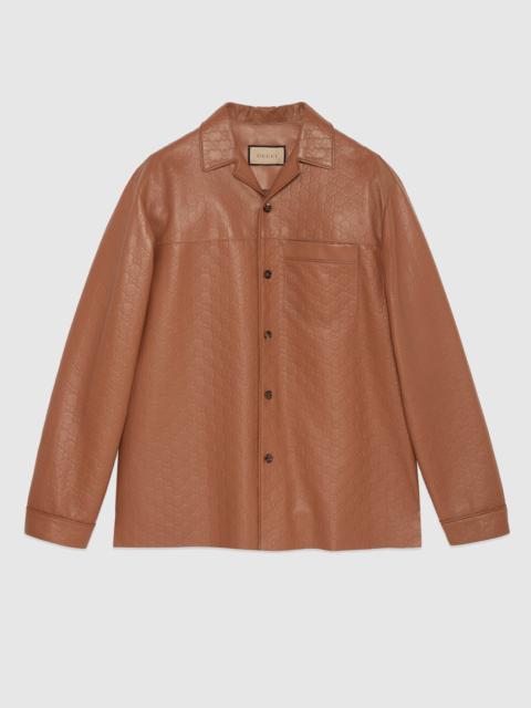 GG embossed leather shirt