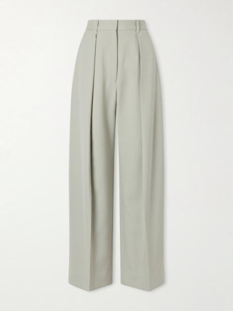 Victoria Beckham Pleated Grain De Poudre Wide-leg Pants