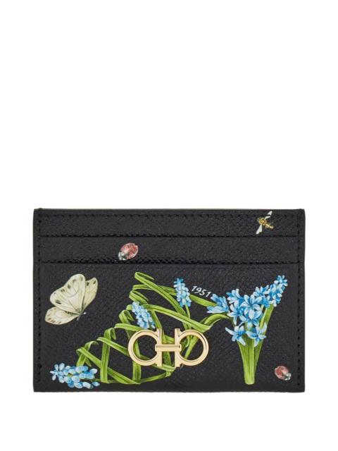 FERRAGAMO Gancini Card Holder with Floral Print