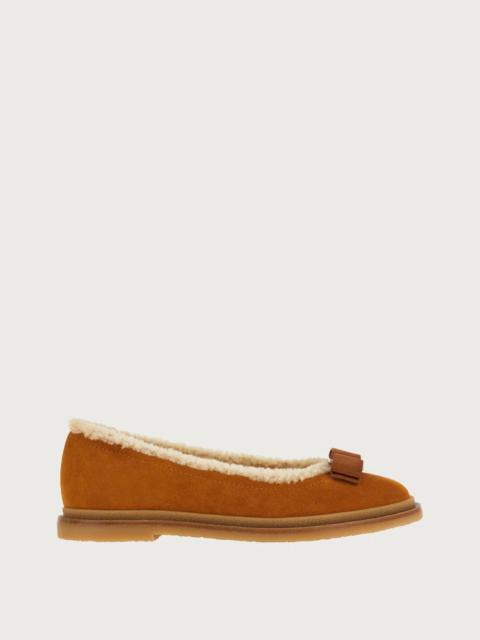 FERRAGAMO Salvatore Ferragamo Women Caramel Suede Ballerinas
