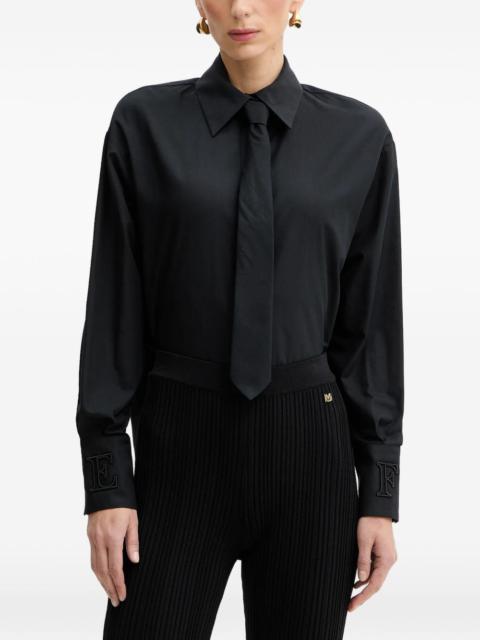 ELISABETTA FRANCHI tie-detail embroidered-cuffs shirt