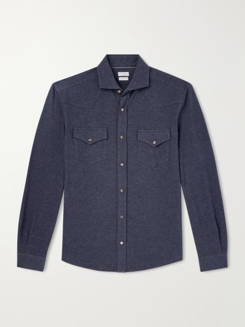 Brunello Cucinelli Honeycomb-Knit Cotton Shirt