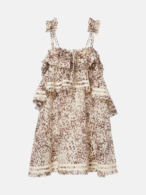 THE ATTICO Leopard-print ruffled cotton minidress