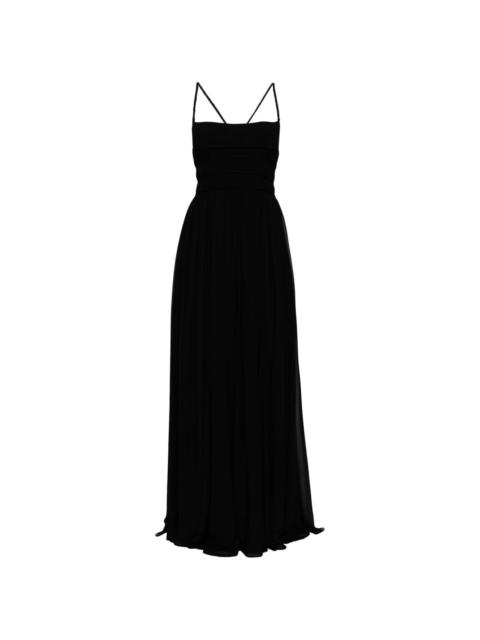 crossover-strap silk gown