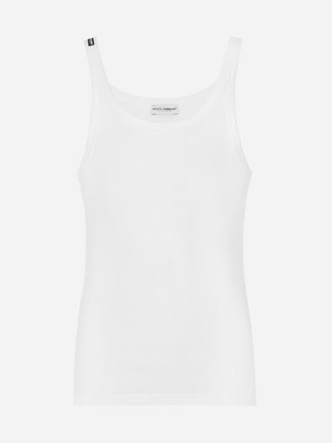 Fine-rib cotton singlet