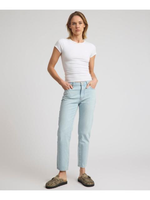 ONE TEASPOON Slims High Waist Cropped Slim Fit Denim Jeans - Sea Mist Blue