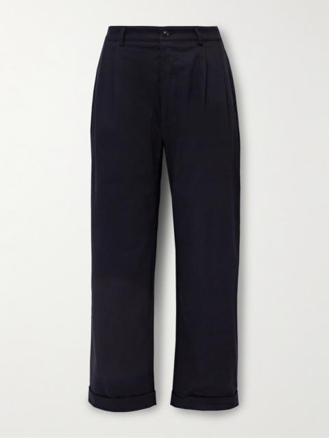 GHIAIA Marinaio Straight-Leg Pleated Cotton-Twill Chinos