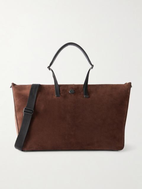 Moncler Carlo Leather-Trimmed Suede Weekend Bag