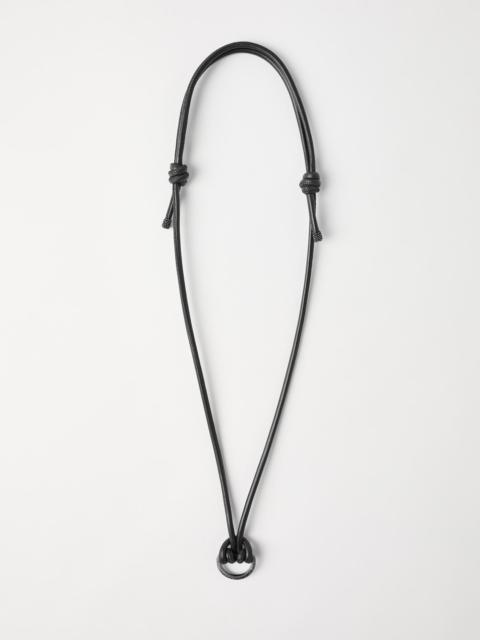 Brunello Cucinelli Leather glasses cord with monili