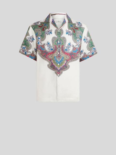 Etro SILK BOWLING SHIRT WITH PLACED POCKET-SQUARE PAISLEY PRINT