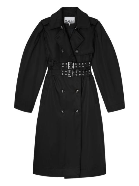 GANNI belted double-breasted coat