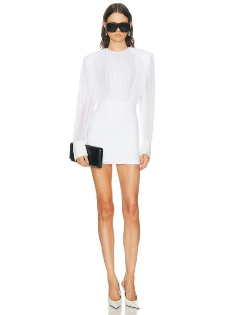 David Koma Ruched Blouson Long Sleeve Dress