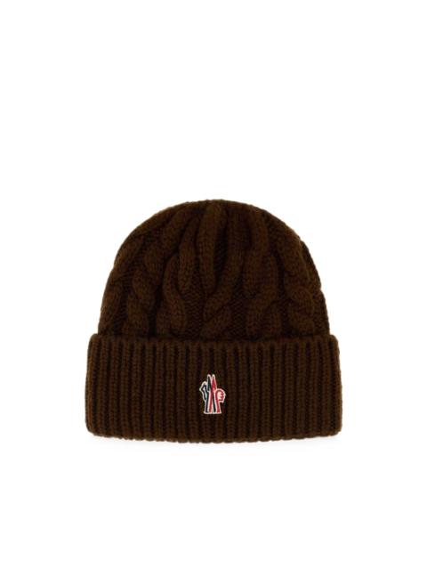 Moncler Grenoble cable-knit logo-patch beanie hat