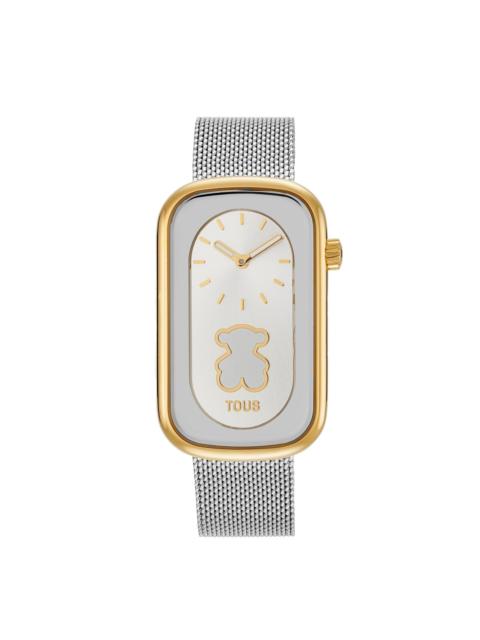 TOUS Two-tone analog Watch with bear silhouette and steel bracelet T-Band Club