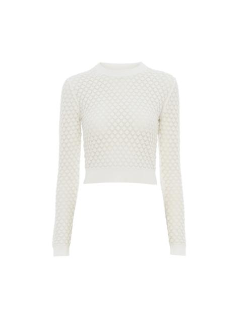 CROPPED SWEATER IN COTTON POINTELLE KNIT