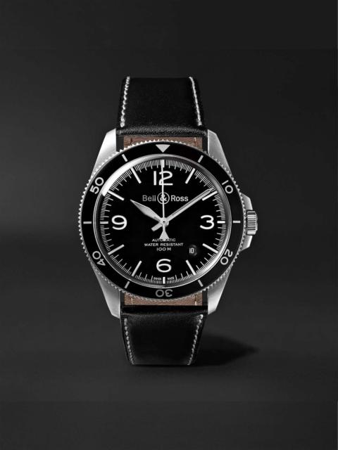 BR V2-92 Automatic 41mm Stainless Steel and Leather Watch, Ref. No. BRV292-­‐BL-­‐ST/SCA