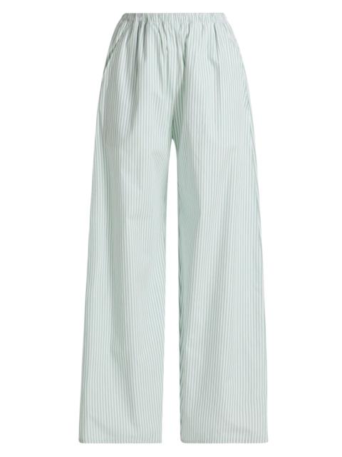 LESET Women's Yoshi Striped Cotton-Blend Wide-Leg Pants - Vert Stripe
