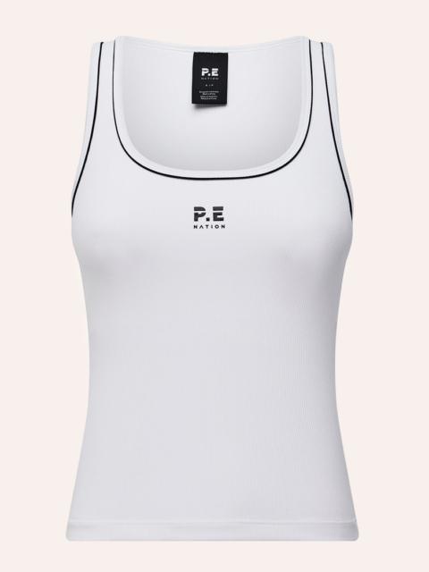 P.E NATION NEXUS RIB TANK IN WHITE & BLACK
