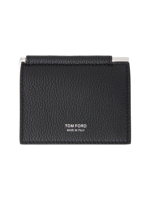 TOM FORD Black Small Grain Leather Money Clip Card Holder