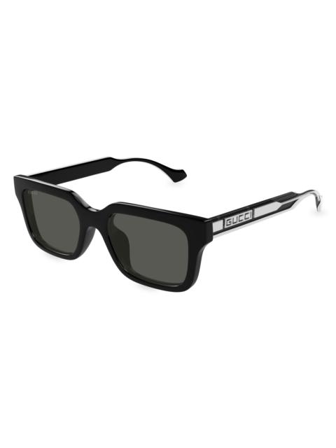 GUCCI Men's La Piscine 55MM Rectangular Sunglasses - Dark Grey Black