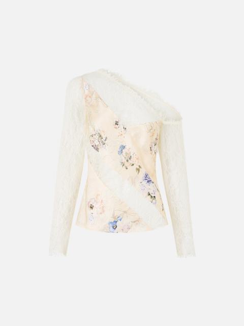 CAMILLA LACE SPLICE ONE SHOULDER TOP LACED WITH LOVE