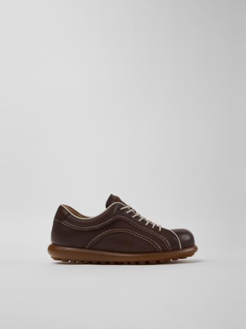 CAMPER Pelotas Brown Vegetable-Tanned Leather Shoes for Women.