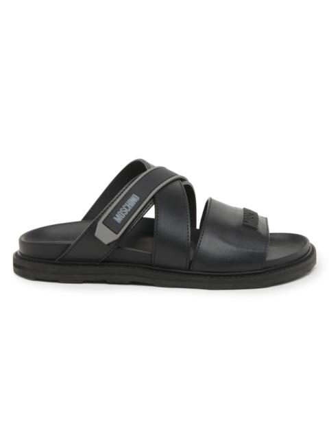 Moschino Men's Leather Open-Toe Mules - Black