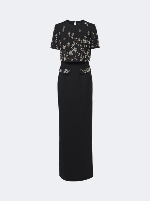 Oscar de la Renta Embellished wool-blend bustier gown