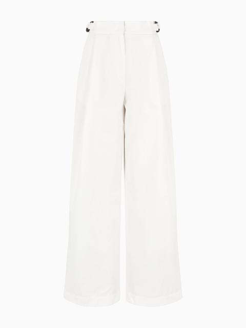 High-rise cotton-blend palazzo trousers