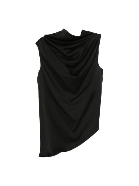 cowl-neck sleeveless blouse
