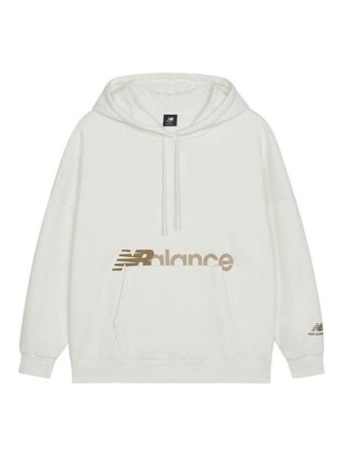 New Balance (WMNS) New Balance Logo Print Hoodie 'White Brown' AWT13348-SST